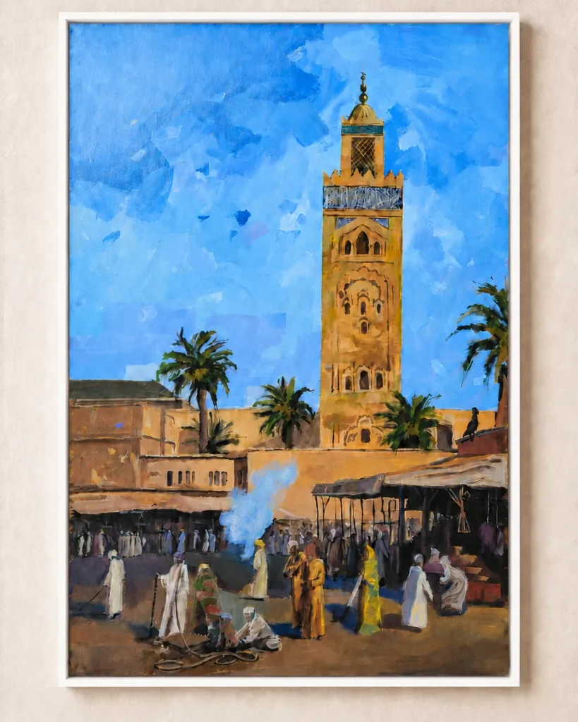 Peinture contemporaine de la Koutoubia à Marrakech