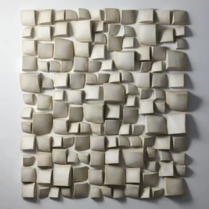 Œuvre murale blanche Trame Contemporaine composée de modules en relief