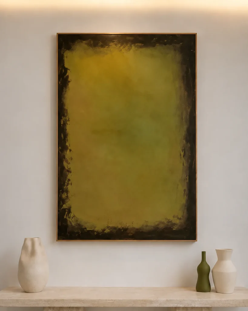 Détail de Halo vert et de ses nuances vert olive encadrées de bois